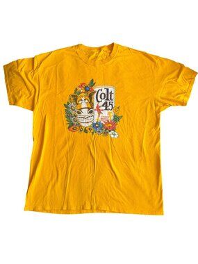 Colt 45 Yellow Graphic T-Shirt With Retro Floral Design